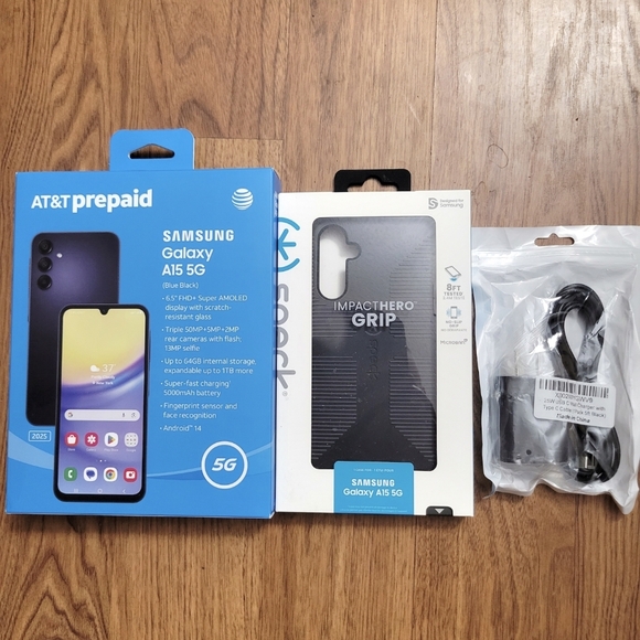 Samsung Galaxy A15 5G Blue with Black ImpactHERO Grip Case
